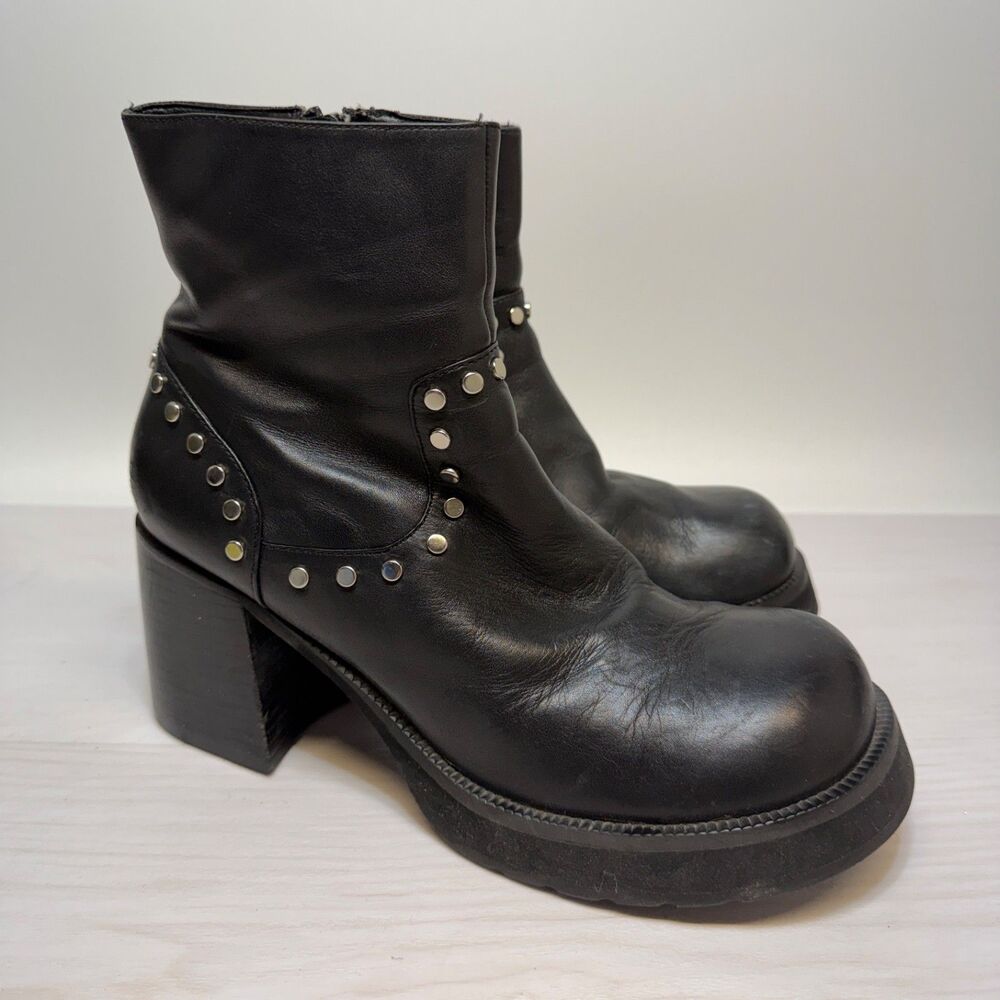 ARIZONA JEAN CO Studded Platform Chunky Combat Boots Women's Size 8.5M Black